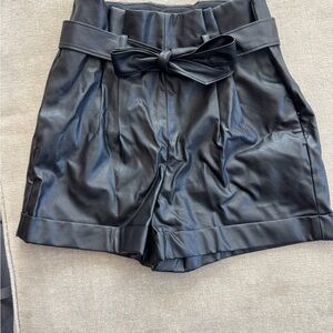 Black Faux Leather High-Waisted Shorts